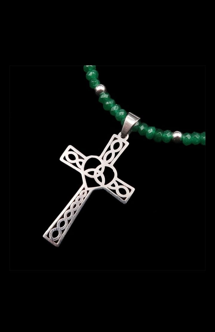 Necklace decorated with a Celtic cross carved with a triskele - Druid cross - Symbol of protection. handmade