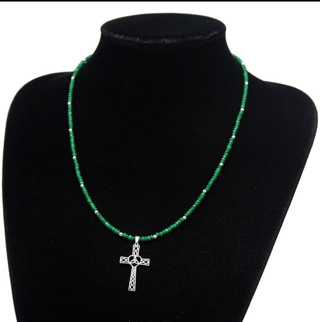 Necklace decorated with a Celtic cross carved with a triskele - Druid cross - Symbol of protection. handmade