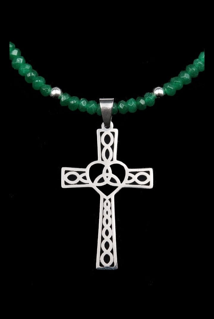 Necklace decorated with a Celtic cross carved with a triskele - Druid cross - Symbol of protection. handmade